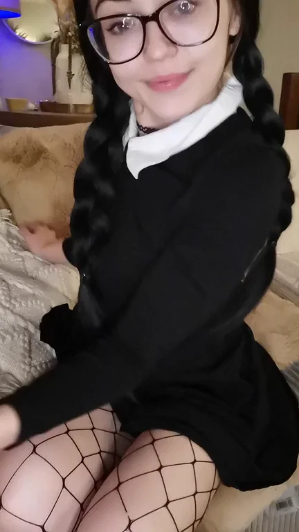 Cute Goth Girl's Tight Fishnet Ass Tease 😈🖤
