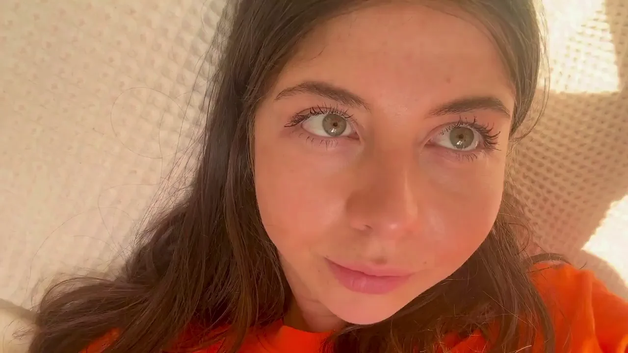 Thick Amateur Babe Smirks in Orange Top with Killer Sunset Ass Vibes