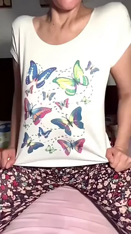 Epic Natural Big Titty Drop in Butterfly Tee