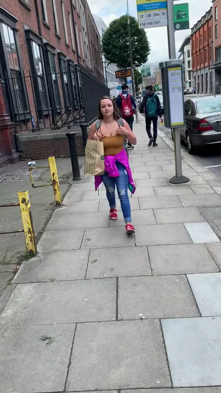 Letting my tits out in town today ??
