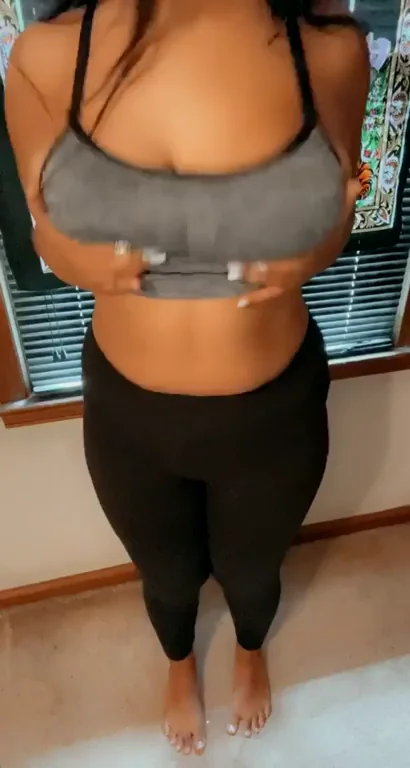 Post-Workout Sweat: Indian Babe's Curvy Yoga Pants Tease