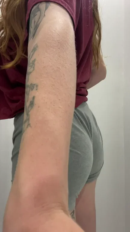 MILF Hotwife's Juicy Ass Tease in Grey Shorts 😈🍑