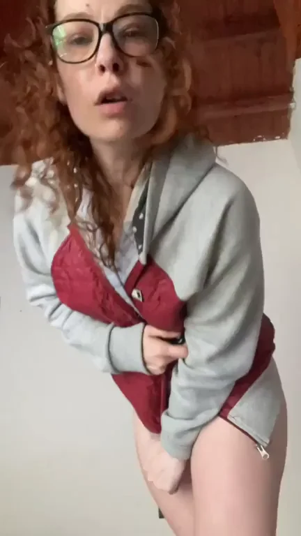 Chilly MILF Needs Your Heat: Glasses Ginger Strips Naked!