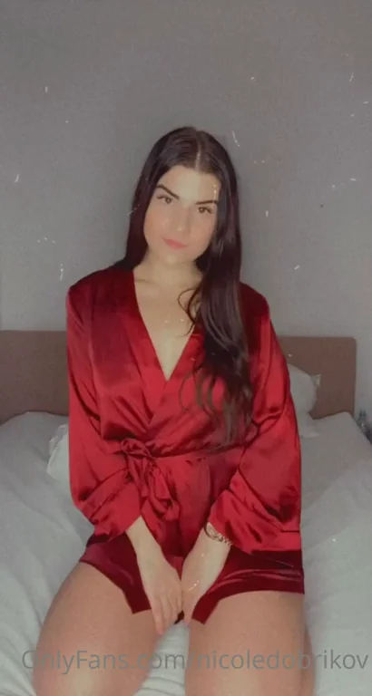 Scarlet Slut Thot Teases Tits in Red Silk Robe