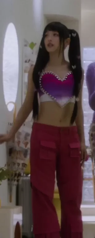 Hanni's Slutty K-Pop Tease: Pouty Curves in Purple Heart Bralette