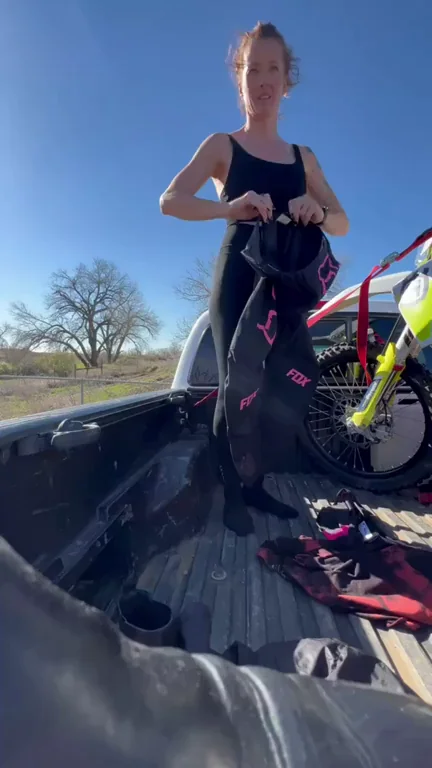 Redhead MILF's Dirt Bike Tit Flash Tease - Ride Hard, Flash Harder [GIF]