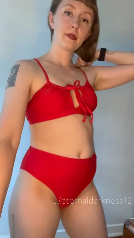 🔥 New Red Bikini Tease! Juicy Tits & Ass Showoff [F] 😈