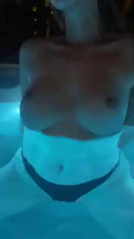 I'm at the pool to see how smooth my tits are