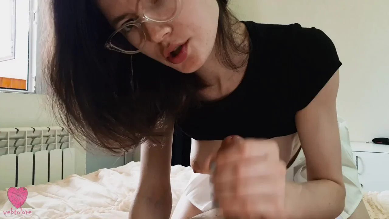 Nerdy Slut's Tongue Obsessed with Licking Sticky Cum 💦👅😈