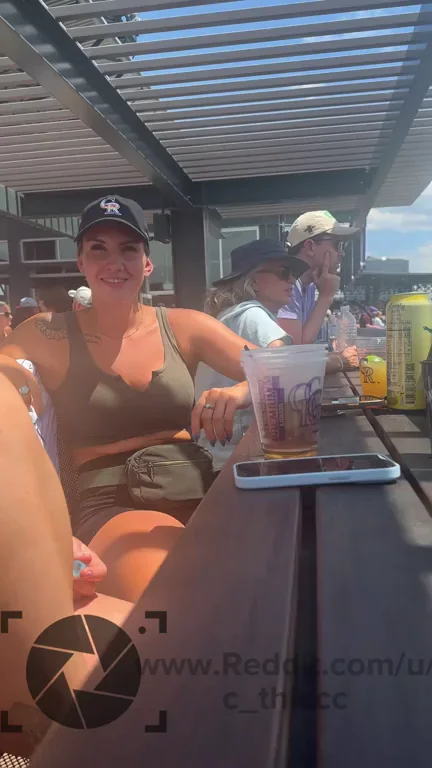 Blonde Slut Flashes Massive Naturals at Rockies Game! 🔥🍈🍈