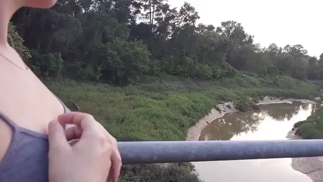 Perky Tits Flash in Fresh Riverside Breeze!