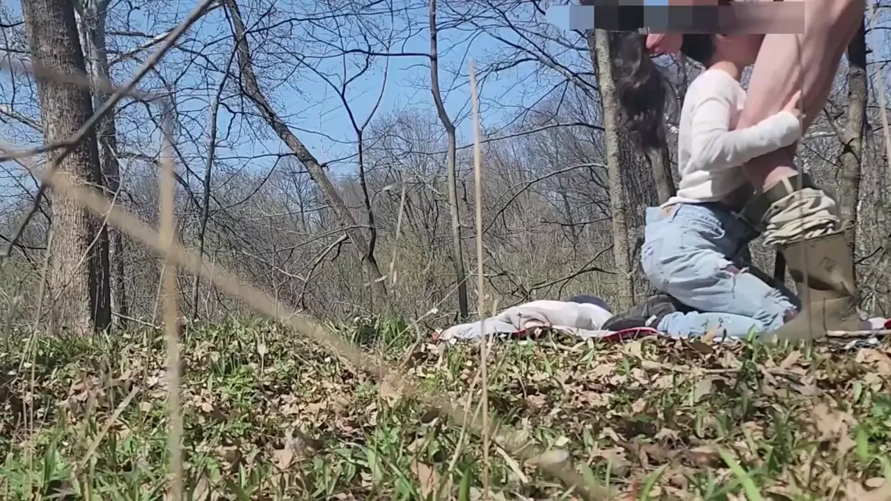 🌸 Spring Woods Slut Sucks & Gets Spanked 🍑💦
