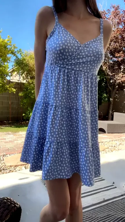 Summer dress with nothing underneath 🤭 (reveal)