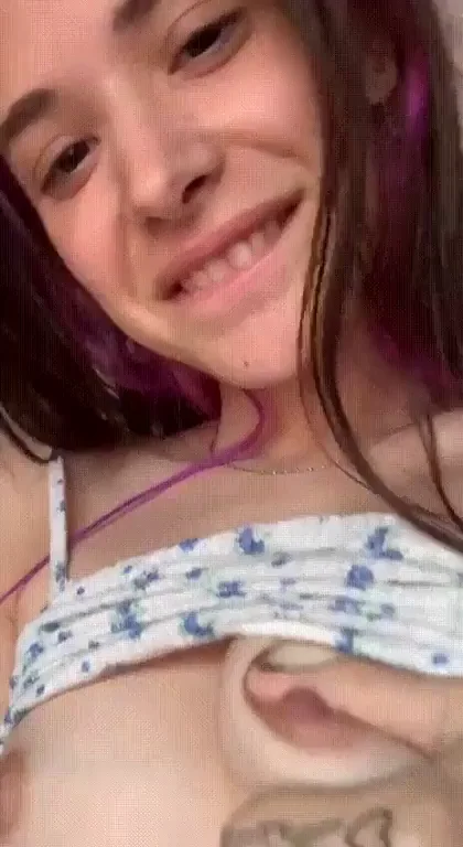 Honk If You're Horny: Purple-Haired Tease Flashes Slutty Upskirt Curves