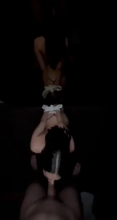Tied up and using her throat