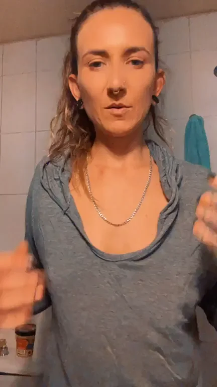MILF Pokies Tease 😍 See-Through Hoodie Nip Slut 🔥
