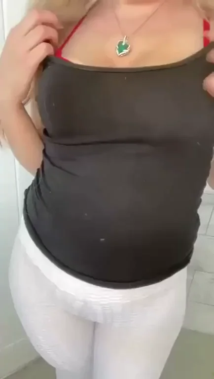 🔥 Thick Blonde MILF Teases in White Yoga Pants & Red Lingerie Ready to Rip Off 😈
