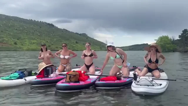 Five Slutty Babes Titty Drop on Paddleboards! 💦🍈🍈