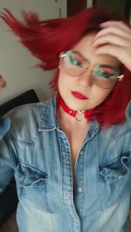 🔥 Redhead Glasses Slut's First Date Tease: Collar & Harness Hottie 😈