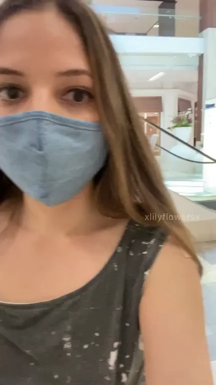 Braless Naughty Wife Teases Tits in Public Mall