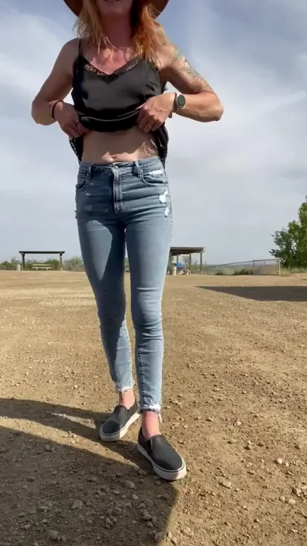 At the local riding spot and took the opportunity to flash for you. [GIF]