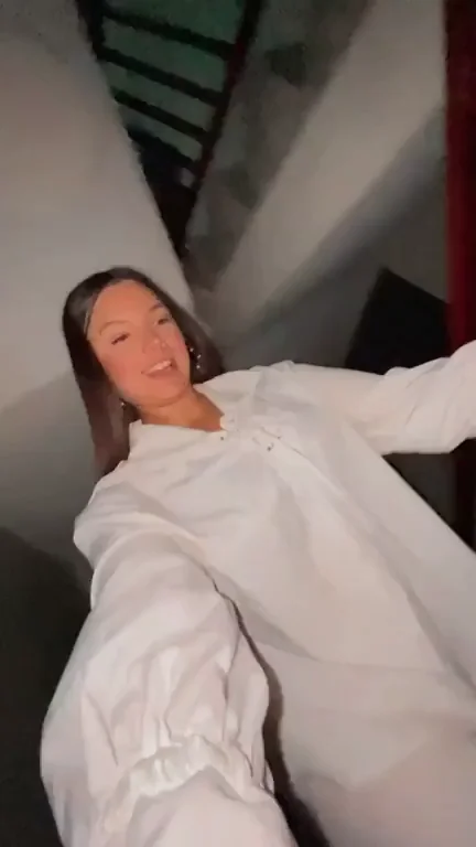 Security Spies My Big Tits Tease in Public Stairwell