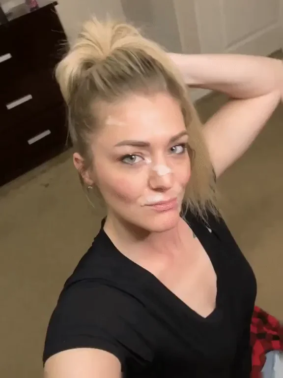 Blonde Bombshell on Her Knees Begs for Another Thick Load
