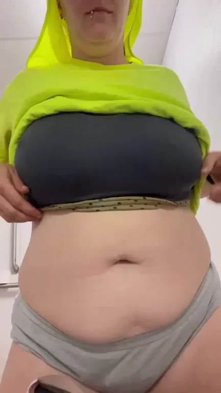Thick MILF's Massive DD Titty Drop in the Work Bathroom