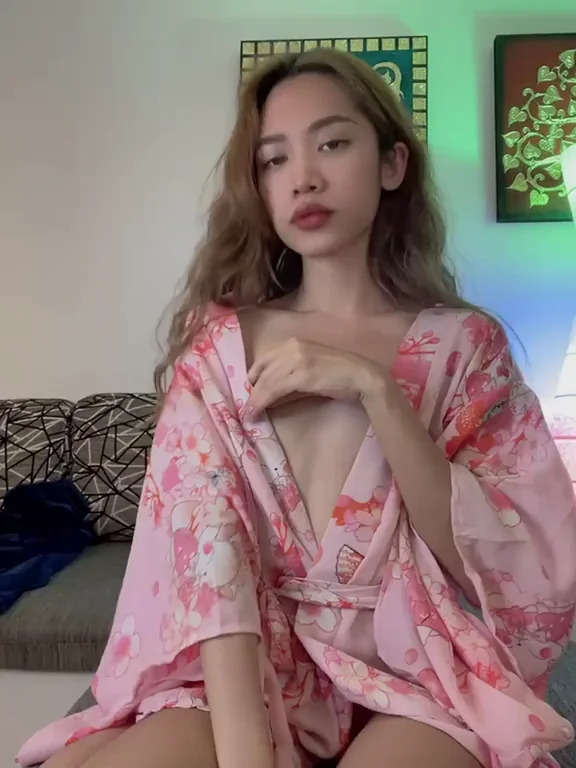 Should I Drop This Pink Robe? 😏 Hehe Asian Tease 🔥