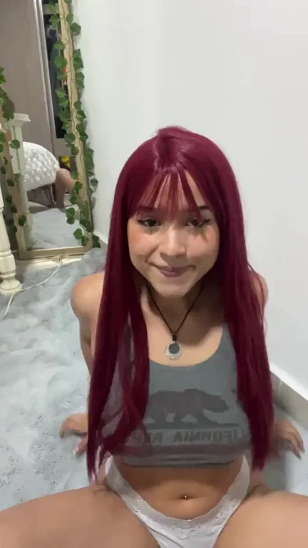Barely Legal Cutie in Red Wig Craves Your Missionary Thrusts 😈🍆
