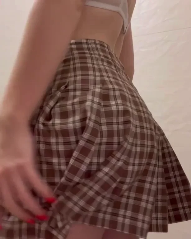 Naughty Schoolgirl Tease: Plaid Skirt Ass 🍑🔥