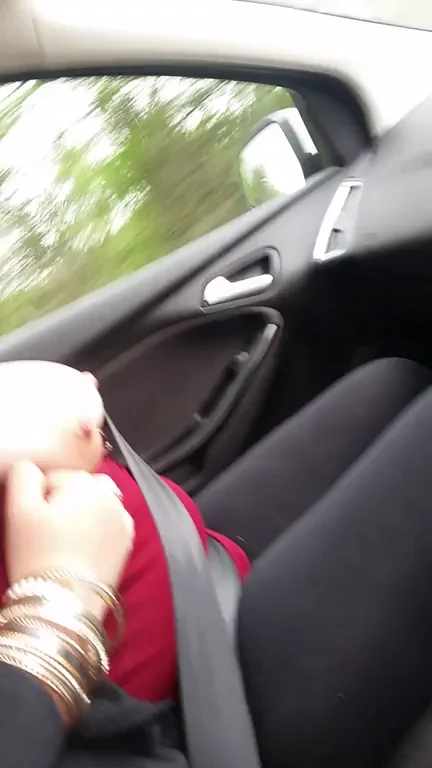 Car Flasher Slut: 'Did He Catch My Tits?' Public Tease
