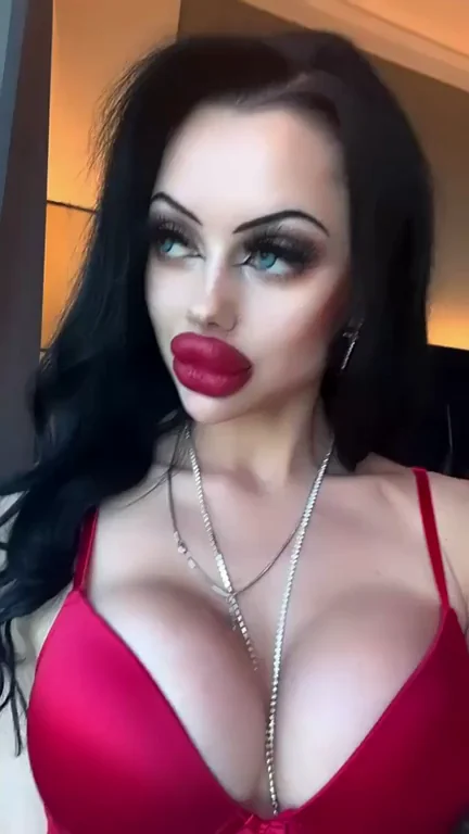 red lingerie goes well with red lips
