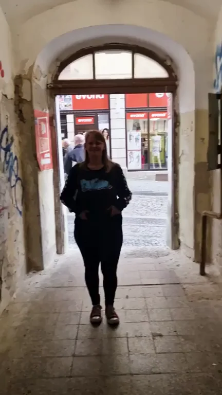 Big Tits Babe Flashes in Narrow Old Town Alley 😏🍈🍈