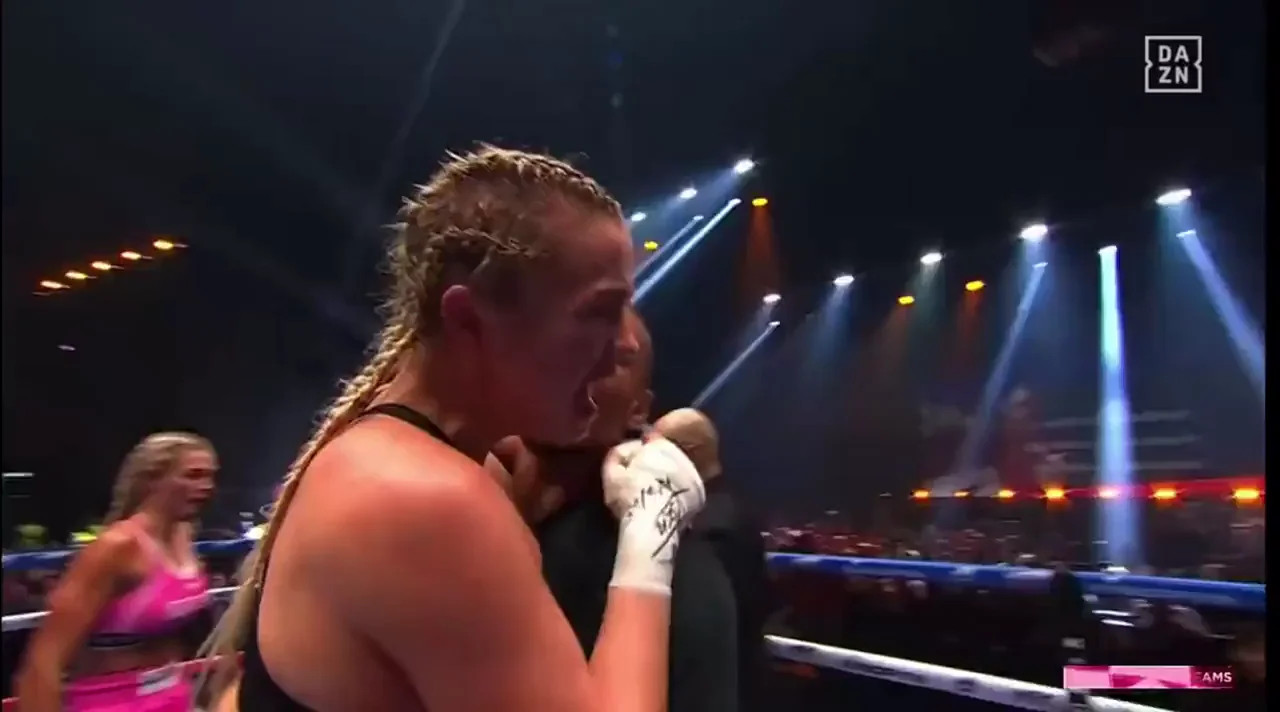 Flashing tits after boxing match win
