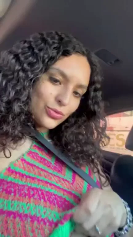 Car Titty Drop Tease: Curly-Haired Babe Begs for Boob Play [OC]