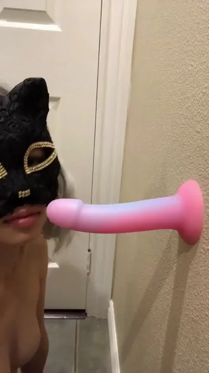 Petite Asian Kitty Struggles with 6-Inch Pink Monster Dildo