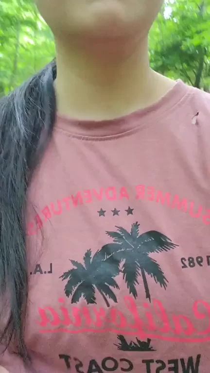 Remote Trail Tease: Asian Hiker Flashes Perky Tits in the Wild