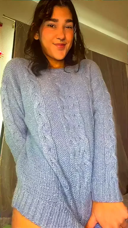 Latina Tease's Sweater Surprise: Big Natural Tits on the Menu