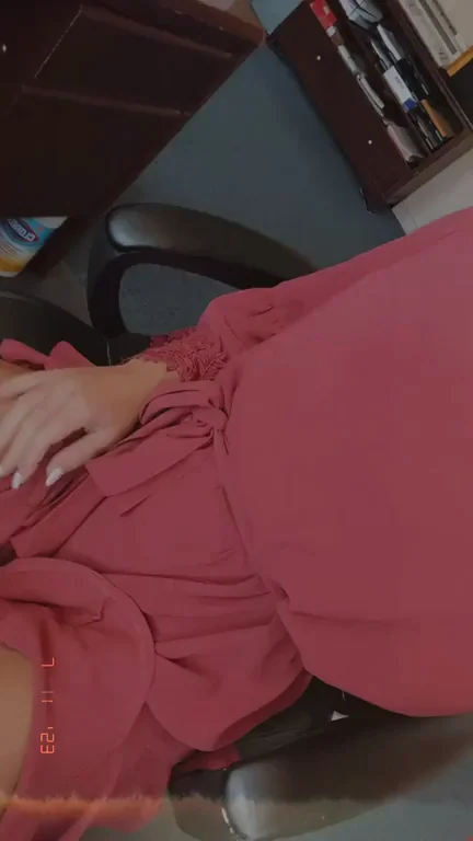 Petite Blonde MILF's Work Pussy Craves Fingers in Red Dress