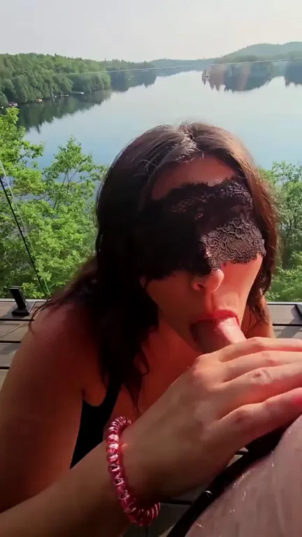 where this milf belongs...on her knees at the lake