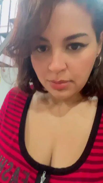 Risky Red Striped Tease: Massive Tits Bursting Out in Public Dare