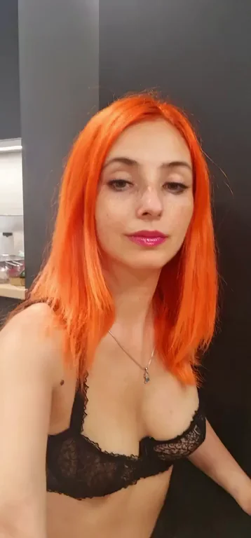 Neon-Haired Slut Greets You Post-Work with Massive Tits in Lace