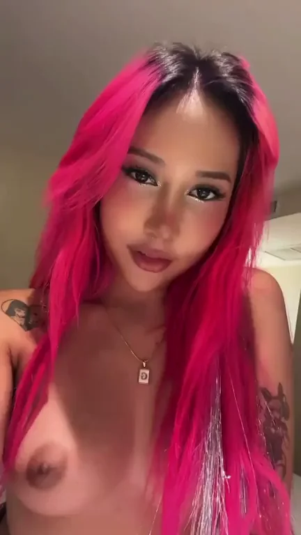 Petite 19yo Japanese-Thai Pink-Haired Slut Teasing Tits 😈💖
