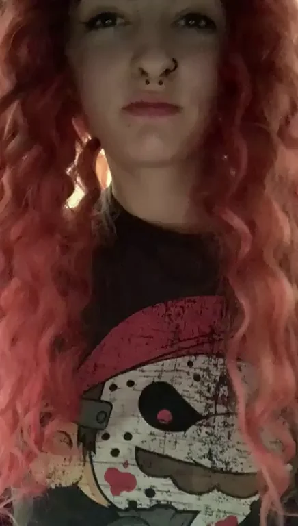 Redhead Goth Slut Squeezes Her Massive Melons: Suck 'Em Dry!