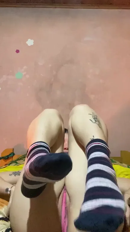 Today's Dripping Godpussy in Striped Socks 😻🔥