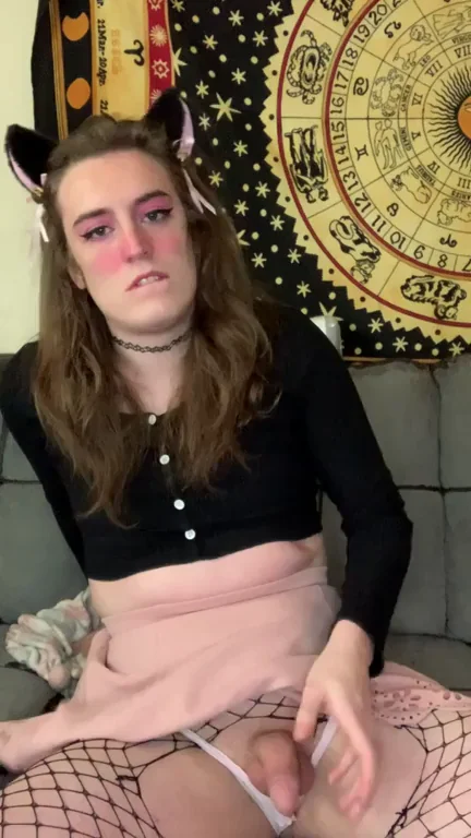 Catgirl Trans Slut Begs for Help Stroking Her Hard Cock 😻🍆💦