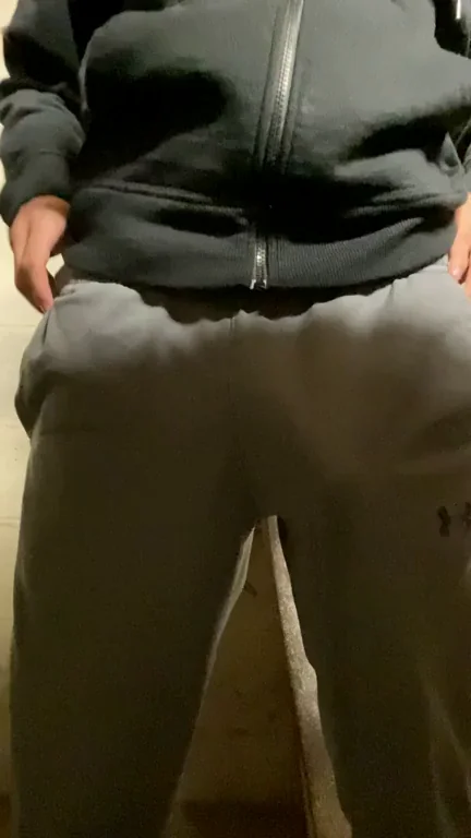[M] First post here! Me flashing and jerking my 7in cock in the storage room