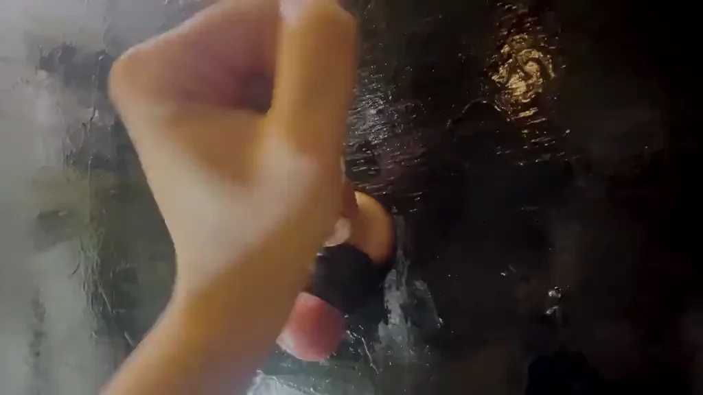 Submissive Buddy's First Gloryhole Thick Cum Blast on Arm and Leg