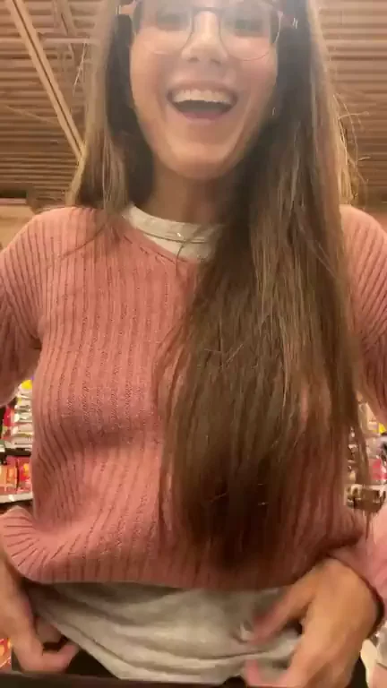 Blushing Babe's Grocery Store Tit Flash
